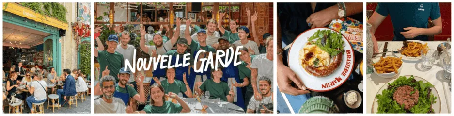 Terrace, team and dishes of the Nouvelle Garde group's brasseries
