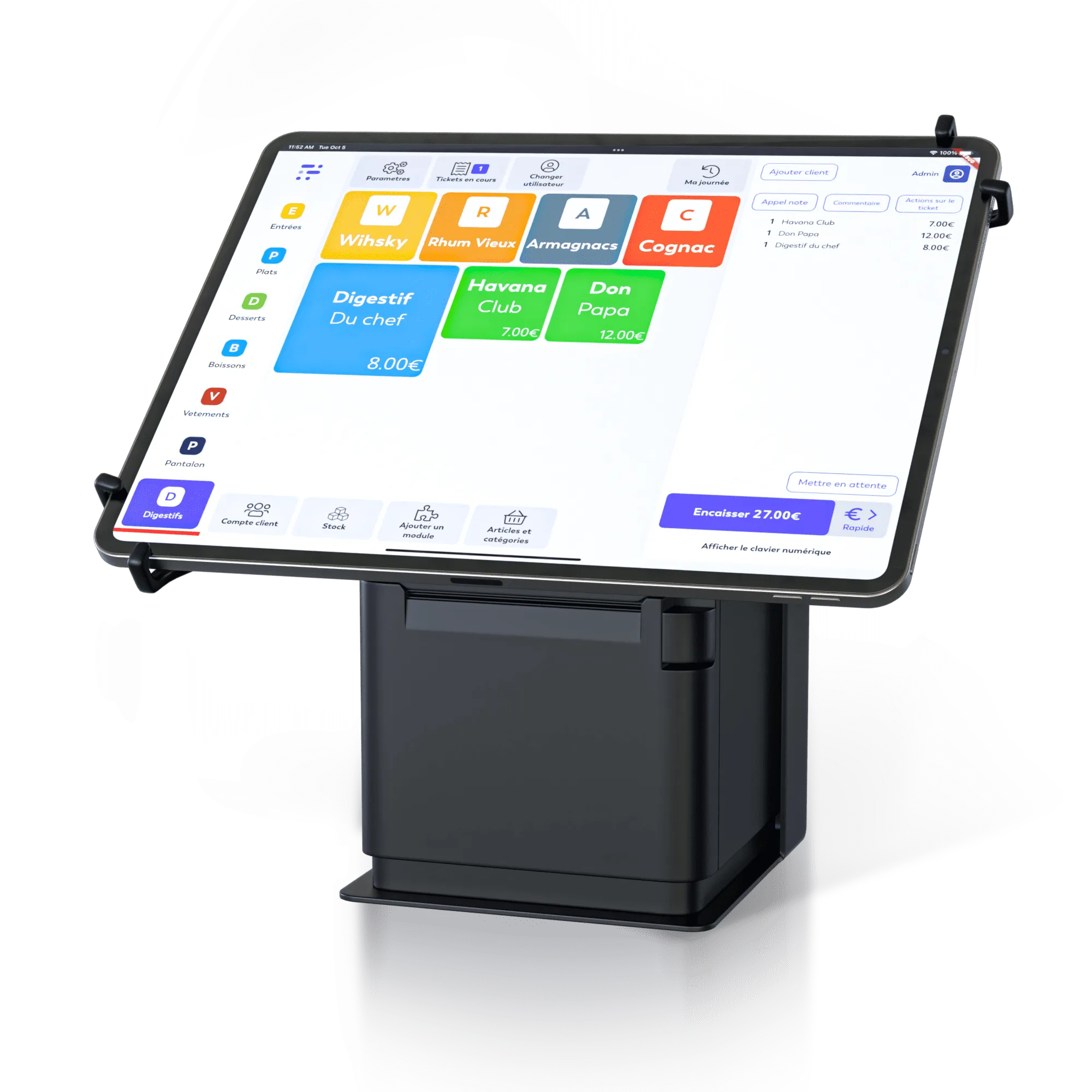 Caisse tactile Easyshop sur son support