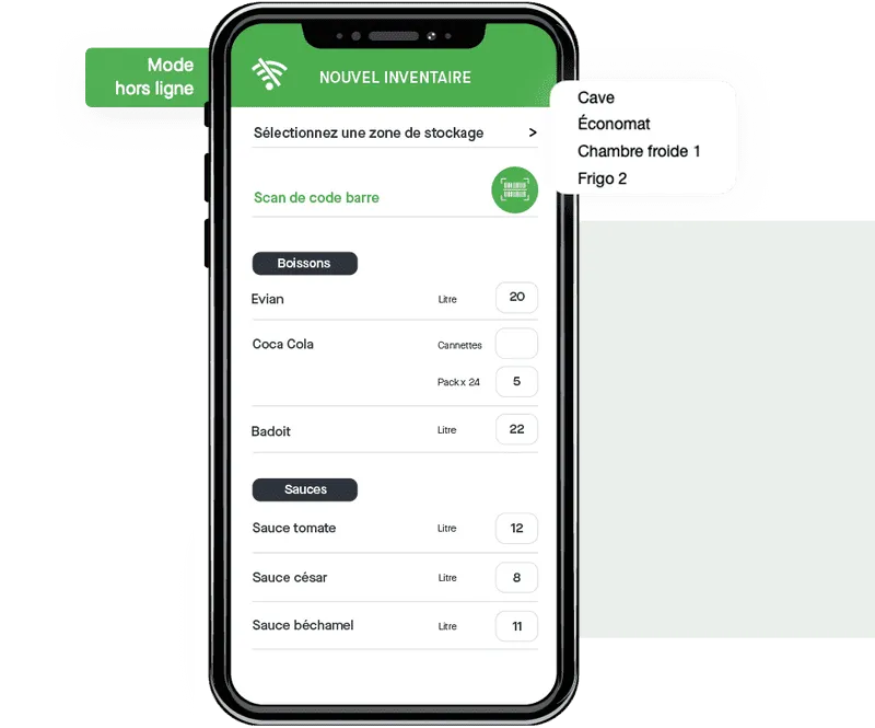 Saisie d'un inventaire par zone de stockage sur l'application mobile Yokitup