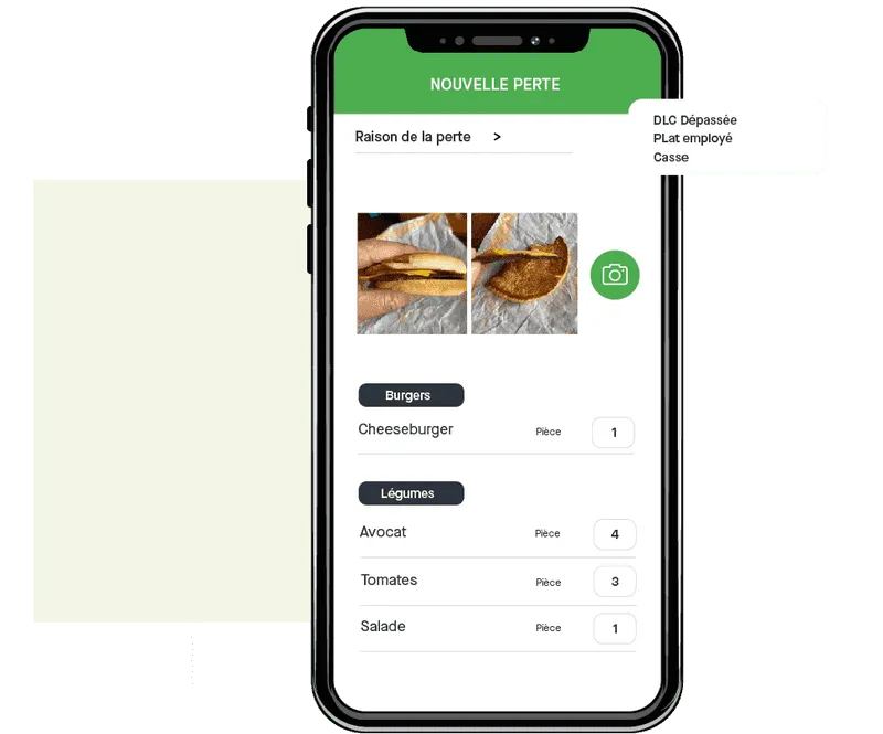 Déclaration d'une perte avec photo et motif sur l'application mobile Yokitup