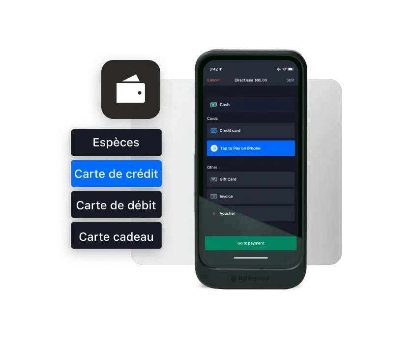 Paying at the table on an iPhone with the Lightspeed POS