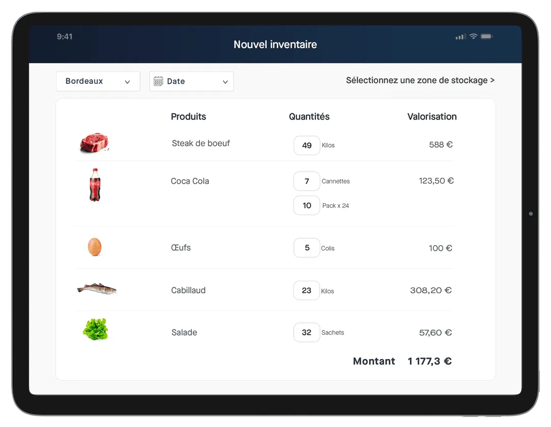 Entering a valued inventory count on a tablet in Yokitup